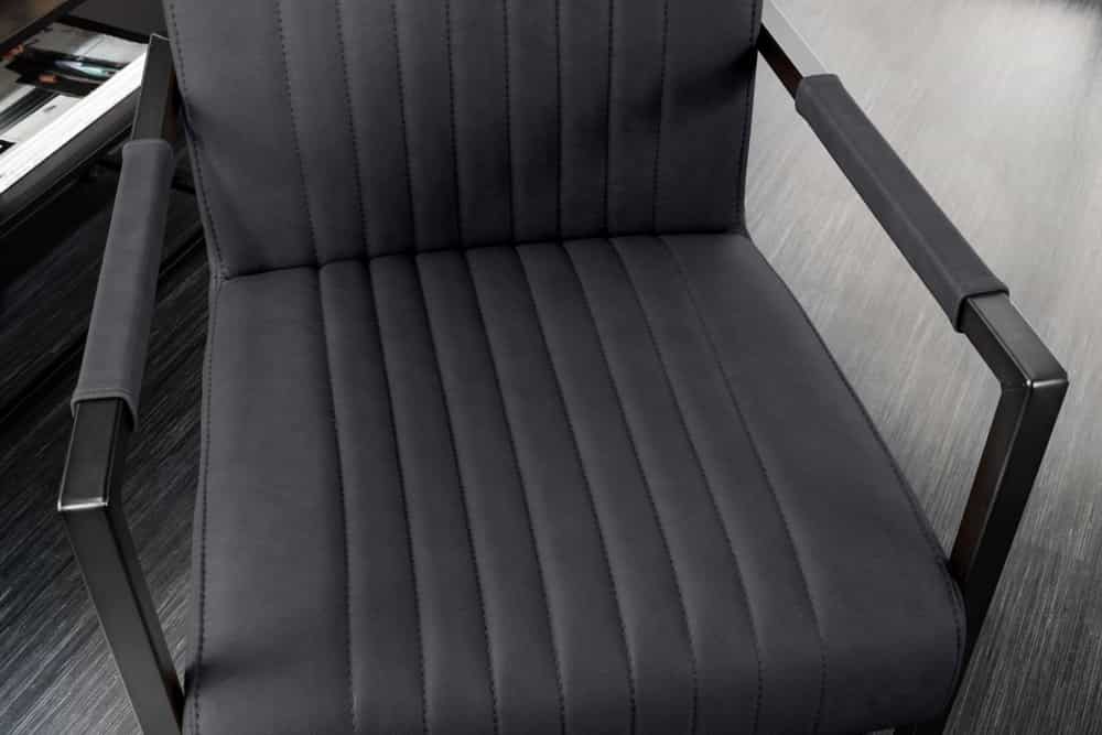 BIG ASTON Moderner Freischwinger Armlehnenstuhl Echtleder Federkern Metall