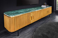 VENEZIANO Design TV-Board 160cm messing grün Marmorplatte Mangoholz Retro