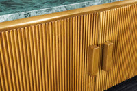 VENEZIANO Design TV-Board 160cm messing grün Marmorplatte Mangoholz Retro