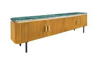 VENEZIANO Design TV-Board 160cm messing grün Marmorplatte Mangoholz Retro