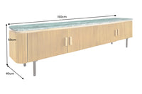 VENEZIANO Design TV-Board 160cm messing grün Marmorplatte Mangoholz Retro