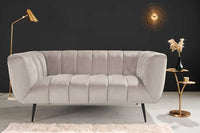 Design 2-Sitzer Sofa NOBLESSE 165cm champagner Samt schwarze Metallfüße Federkern