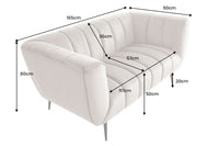 Design 2-Sitzer Sofa NOBLESSE 165cm champagner Samt schwarze Metallfüße Federkern