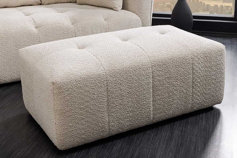 ROYAL Hocker 120cm champagner beige Bouclé Federkern Sitzhocker