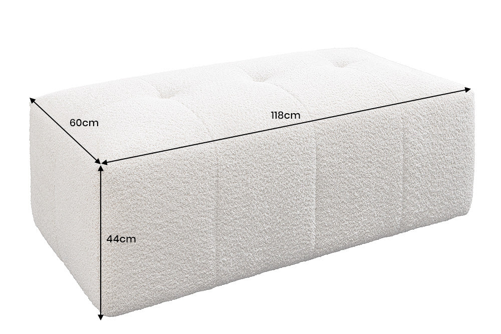 ROYAL Hocker 120cm champagner beige Bouclé Federkern Sitzhocker