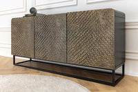 Massives Sideboard SNAKE 160cm braun Mangoholz mit 3D Schnitzereien schwarz Schlangen-Design