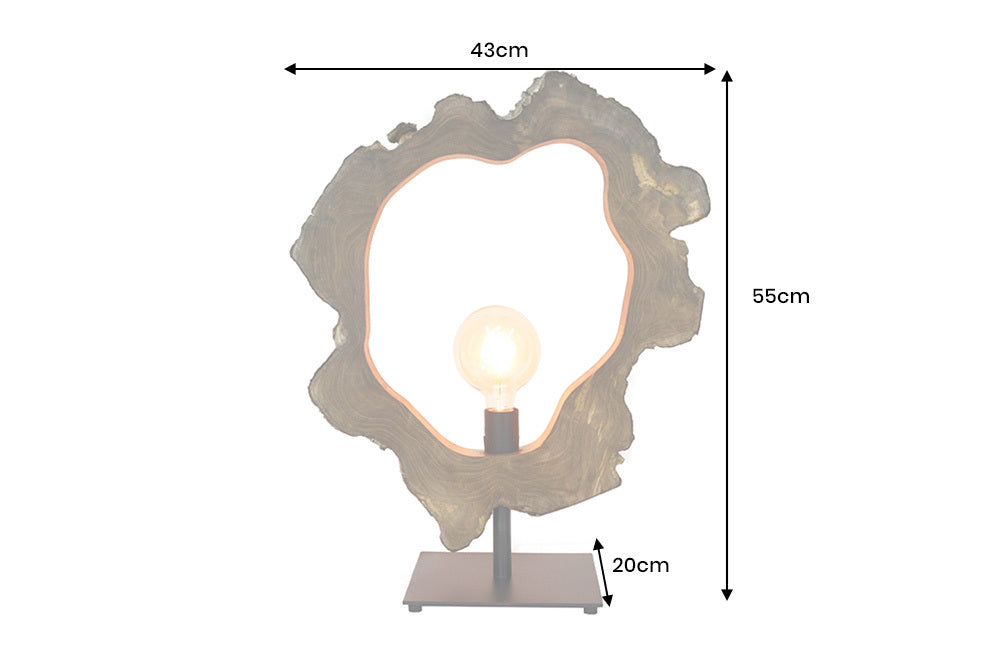 Handgefertigte Tischlampe ORGANIC ARTWORK 55cm natur Teakholz