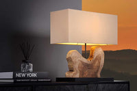 EUPHORIA Handcrafted driftwood table lamp 45cm beige with linen shade