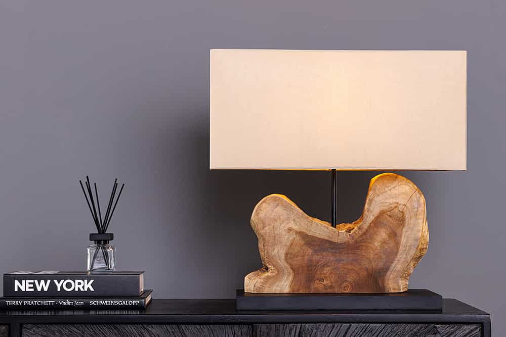 EUPHORIA Handcrafted driftwood table lamp 45cm beige with linen shade