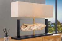 EUPHORIA Handcrafted driftwood table lamp 45cm beige with linen shade