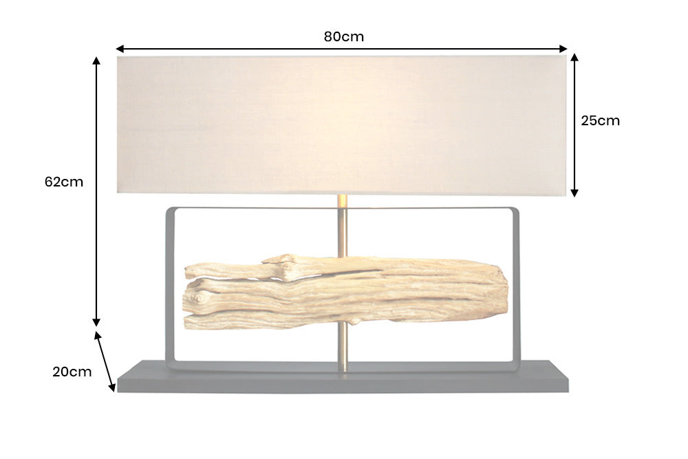 EUPHORIA Handcrafted driftwood table lamp 45cm beige with linen shade