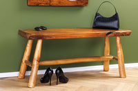 ROOT Massivholz Bank 100cm braun natur Teak Baumstamm