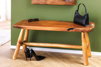 ROOT Massivholz Bank 100cm braun natur Teak Baumstamm