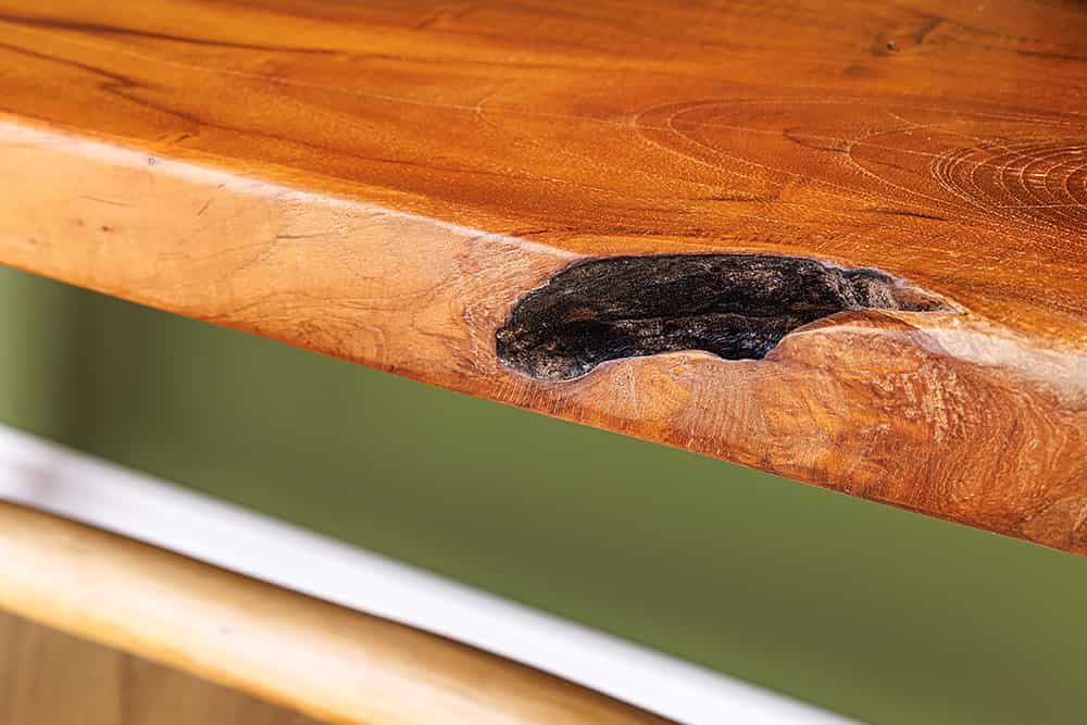 ROOT Massivholz Bank 100cm braun natur Teak Baumstamm