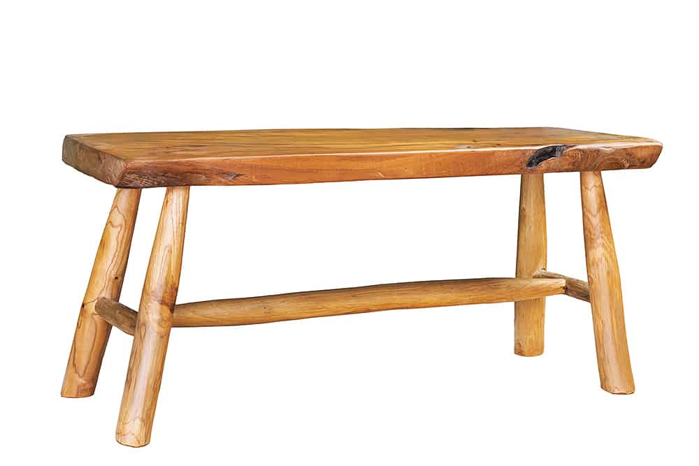 ROOT Massivholz Bank 100cm braun natur Teak Baumstamm