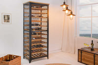 BODEGA Design Weinschrank 185cm natur schwarz Tannenholz Metall Flaschenregal