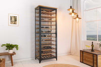 BODEGA Design Weinschrank 185cm natur schwarz Tannenholz Metall Flaschenregal