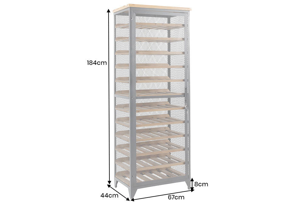 BODEGA Design Weinschrank 185cm natur schwarz Tannenholz Metall Flaschenregal