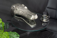 WILDLIFE CROCODILE Design Hängetisch 60cm silber Metall Krokodil Beistelltisch