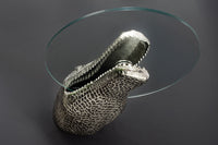 WILDLIFE CROCODILE Design Hängetisch 60cm silber Metall Krokodil Beistelltisch