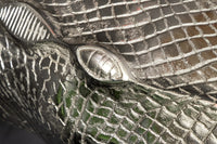 WILDLIFE CROCODILE Design Hängetisch 60cm silber Metall Krokodil Beistelltisch