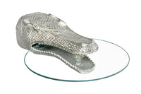 WILDLIFE CROCODILE Design Hängetisch 60cm silber Metall Krokodil Beistelltisch