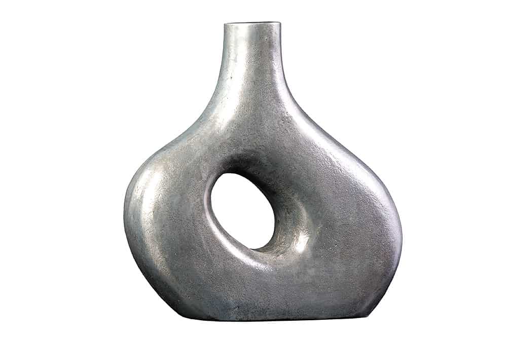 RING Handgefertigte Vase 30cm/50cm dunkelgrau Metall Dekoration Blumenvase