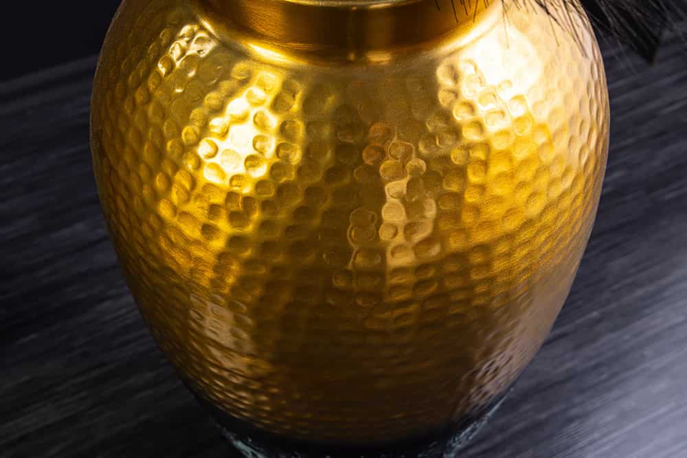 ORIENT Handgefertigte Deko Vase gold Metall mit Patina Hammerschlag Design