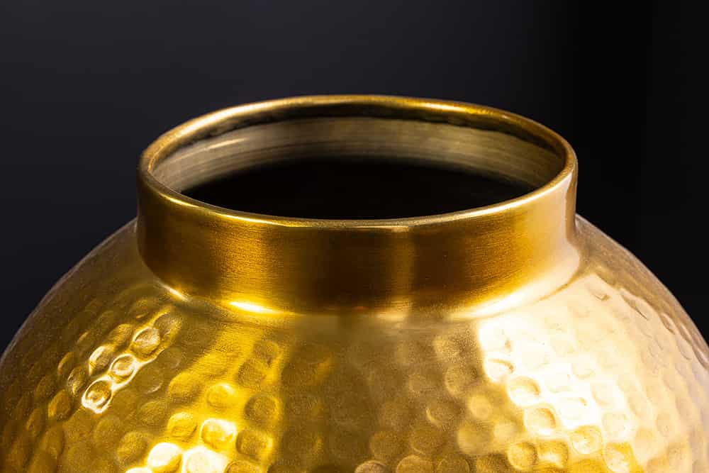 ORIENT Handgefertigte Deko Vase gold Metall mit Patina Hammerschlag Design