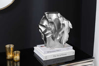 LIQUID Handgefertigte Vase 30cm silber Metall Hammerschlag Design