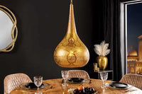 ORIENT LIVING Handgefertigte Hängelampe 50cm gold Eisen Tropfenform