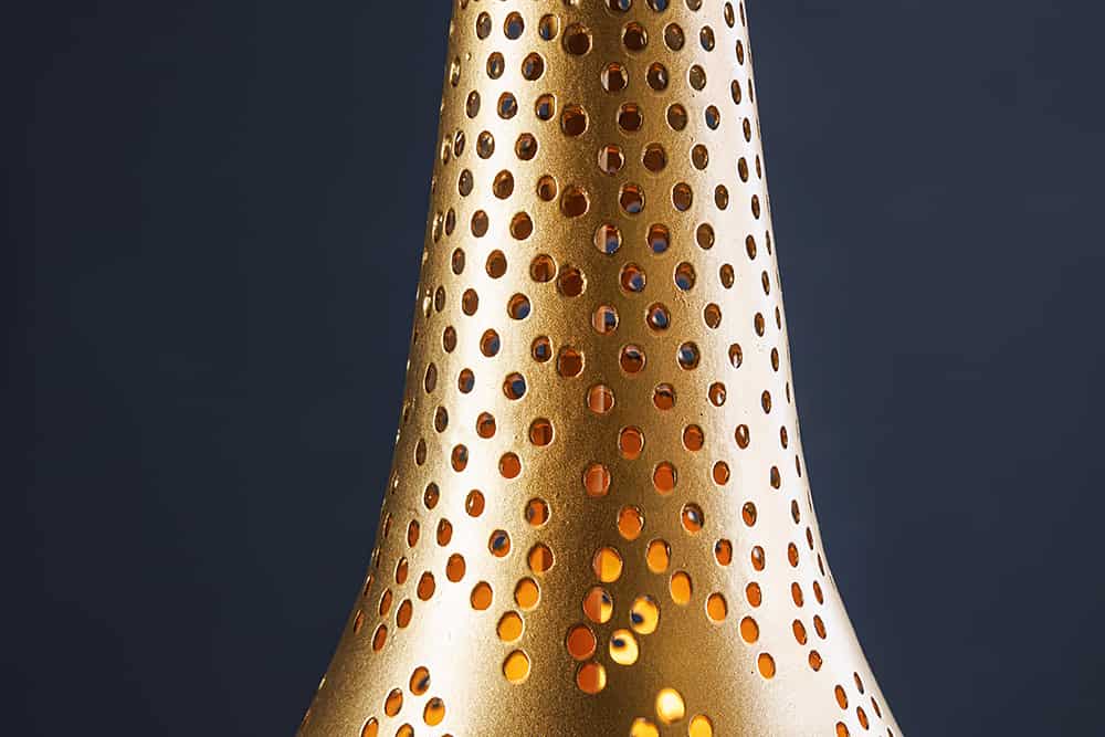 ORIENT LIVING Handgefertigte Hängelampe 50cm gold Eisen Tropfenform