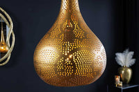 ORIENT LIVING Handgefertigte Hängelampe 50cm gold Eisen Tropfenform