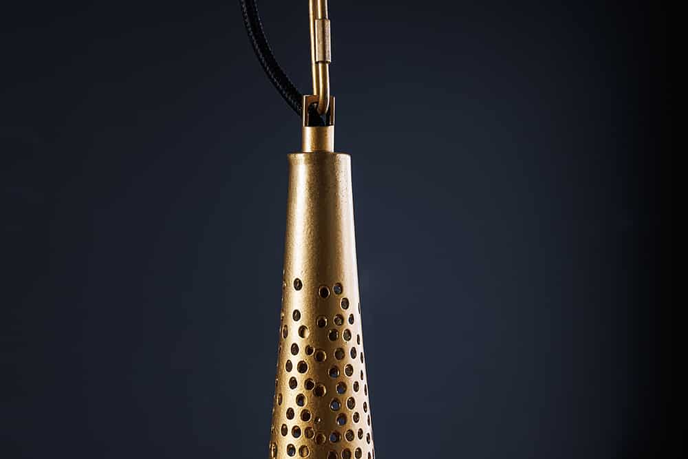 ORIENT LIVING Handgefertigte Hängelampe 50cm gold Eisen Tropfenform