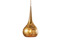 ORIENT LIVING Handgefertigte Hängelampe 50cm gold Eisen Tropfenform