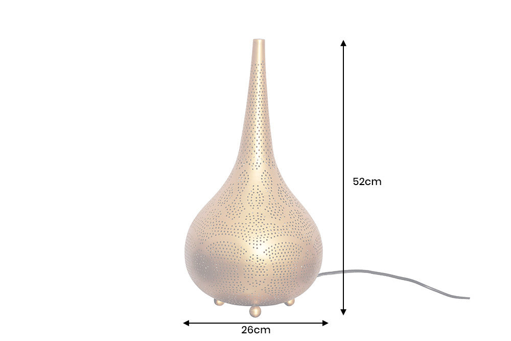 ORIENT LIVING Handgefertigte Stehlampe 50cm gold Eisen Tropfenform