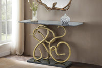 WILDLIFE SNAKE Extravaganter Konsolentisch 115cm schwarz gold Marmor Schlange Skulptur