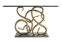 WILDLIFE SNAKE Extravaganter Konsolentisch 115cm schwarz gold Marmor Schlange Skulptur