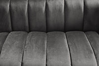 Design 2-Sitzer Sofa NOBLESSE 165cm grau Samt schwarze Metallfüße Federkern