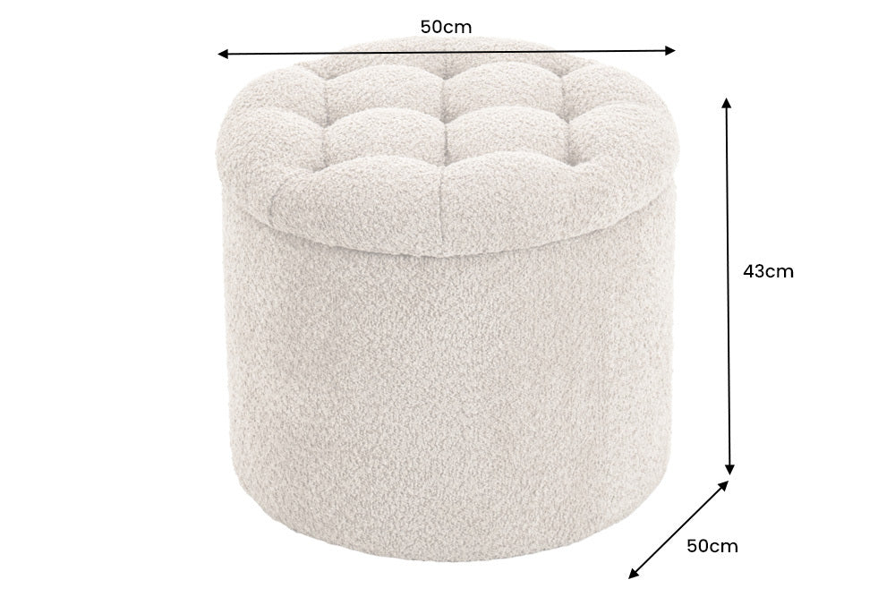 HEAVEN Large slipcover stool 100cm natural linen fabric