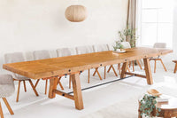 FINCA Massiver Esstisch 300-400cm vintage braun verlängerbar recyceltes Pinienholz