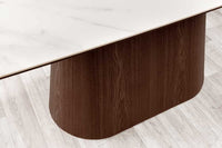 UNIQUE Design Esstisch 200cm weiß Walnuss Keramik Marmor Säulenfuß