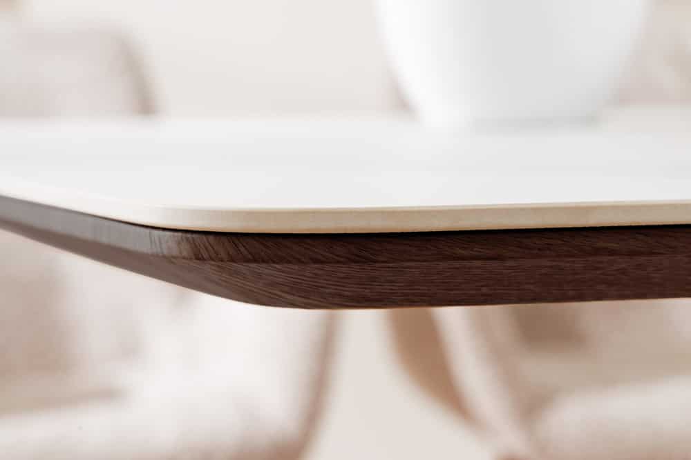 UNIQUE Design Esstisch 200cm weiß Walnuss Keramik Marmor Säulenfuß