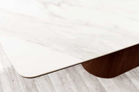UNIQUE Design Esstisch 200cm weiß Walnuss Keramik Marmor Säulenfuß