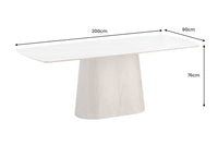 UNIQUE Design Esstisch 200cm weiß Walnuss Keramik Marmor Säulenfuß