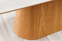 Design Esstisch UNIQUE 200cm weiß Eiche Keramik Marmor Säulenfuß