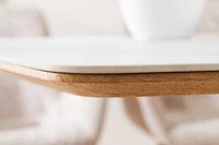 Design Esstisch UNIQUE 200cm weiß Eiche Keramik Marmor Säulenfuß