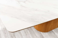 Design Esstisch UNIQUE 200cm weiß Eiche Keramik Marmor Säulenfuß