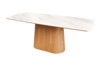 Design Esstisch UNIQUE 200cm weiß Eiche Keramik Marmor Säulenfuß