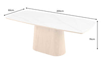 Design Esstisch UNIQUE 200cm weiß Eiche Keramik Marmor Säulenfuß